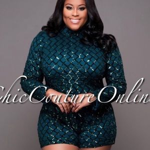 Plus size sequin romper